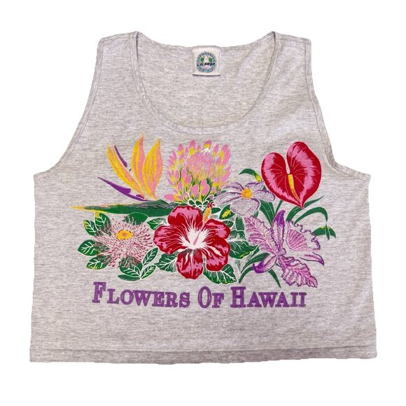 Vintage LA Gear Tank Top Shirt Womens Large 18x17.5 90s Flowers of Hawaii USA - Picture 1 of 10